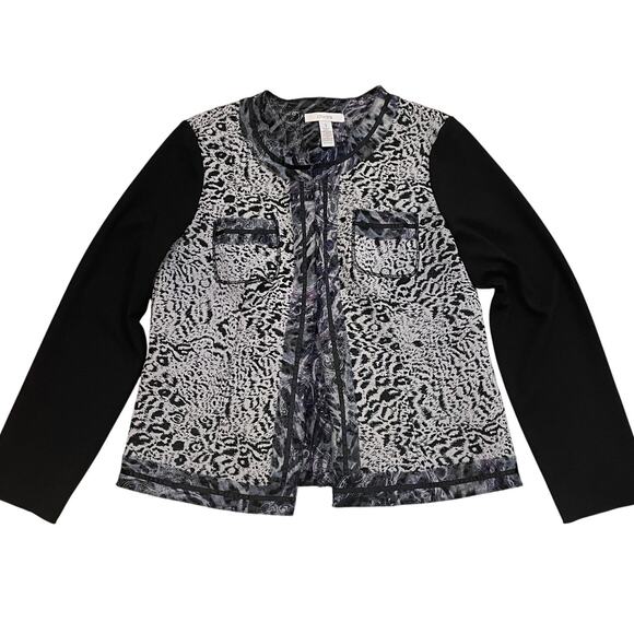 Chico’s M Animal Paisley Jacket | Leopard Stretch Knit Career Fall Capsule NWOT - Picture 3 of 7